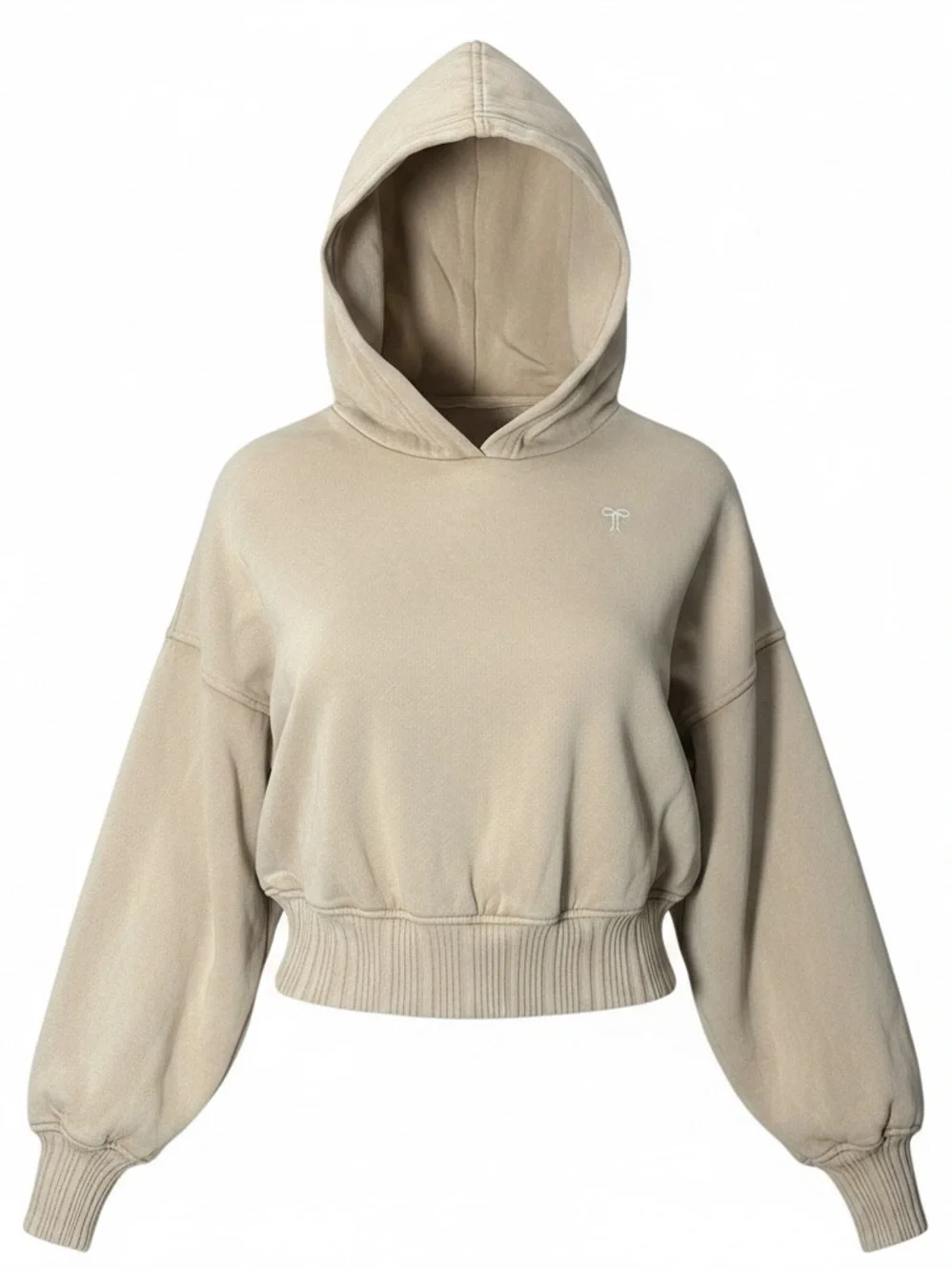 aerie Cropped Hoodie in Beige - Picture 2 of 10